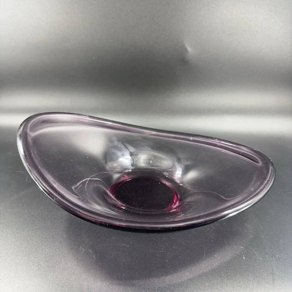 Lotta Peterson for IKEA Transparent Purple Mouth Blown Freeform Glass‎ Bowl Dish